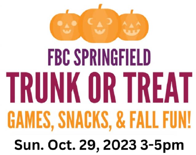 Trunk or Treat. Sunday October 29th from 3 to 5 p.m.
